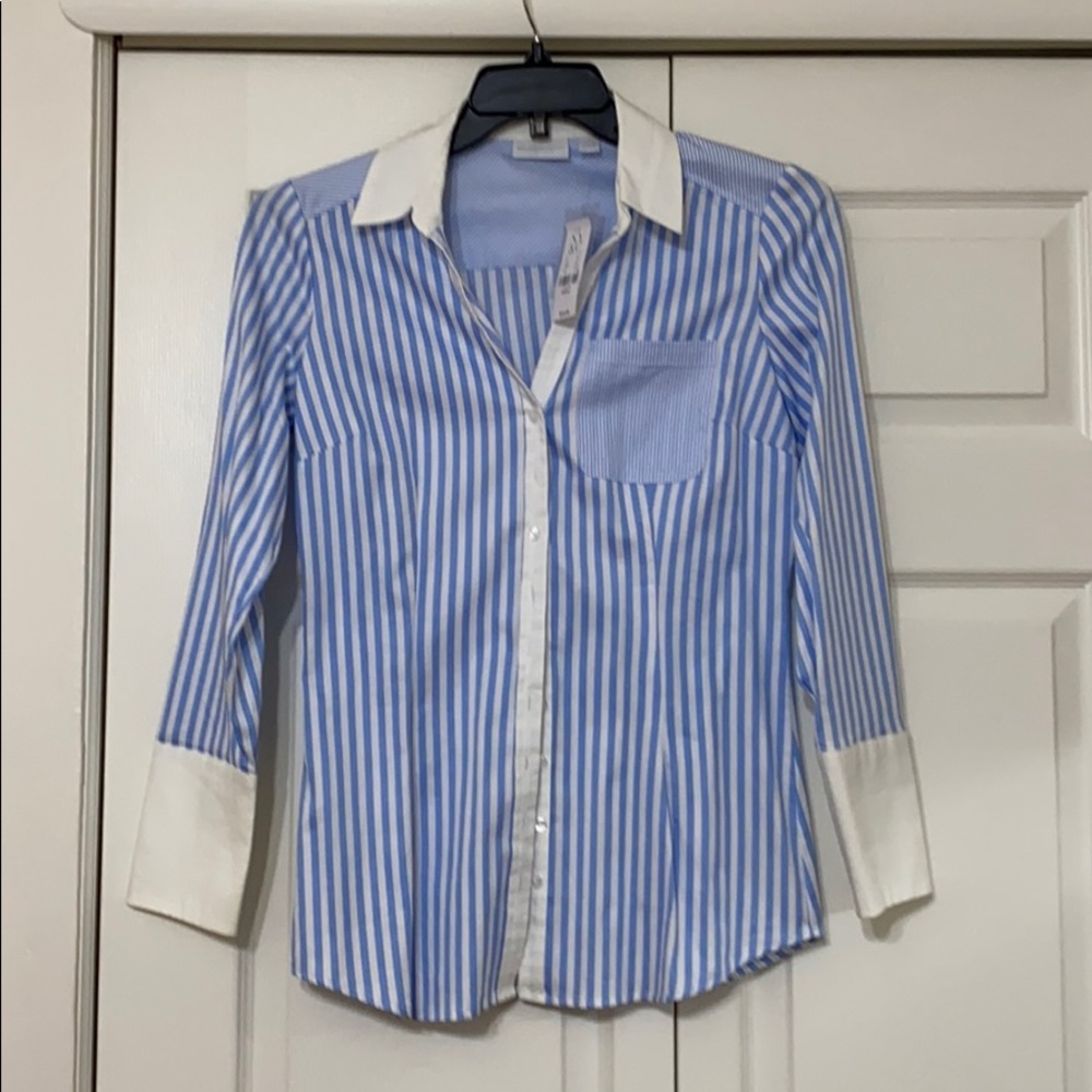 Blue & White Stripe Long Sleeve Shirt